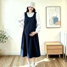 批发<b class='q'>秋</b>冬灯芯绒宽松孕妇连衣裙大码两件套裙子