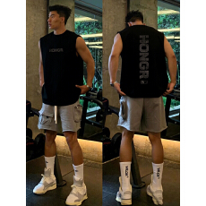 批发重磅双纱精梳纯棉 <b class='q'>潮</b>牌印花背心无袖坎肩t恤本价不含税
