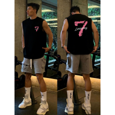 批发重磅双纱精梳纯棉 <b class='q'>潮</b>牌印花背心无袖坎肩t恤本价不含税