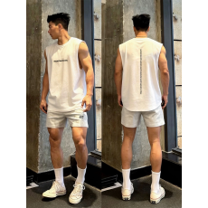 批发重磅双纱精梳纯棉 <b class='q'>潮</b>牌印花背心无袖坎肩t恤本价不含税