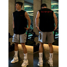 批发重磅双纱精梳纯棉 <b class='q'>潮</b>牌印花背心无袖坎肩t恤本价不含税