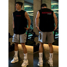 批发重磅双纱精梳纯棉 <b class='q'>潮</b>牌印花背心无袖坎肩t恤本价不含税