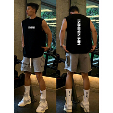 批发重磅双纱精梳纯棉 <b class='q'>潮</b>牌印花背心无袖坎肩t恤本价不含税