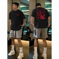 批发重磅双纱精梳纯棉 <b class='q'>潮</b>牌印花背心无袖坎肩t恤本价不含税