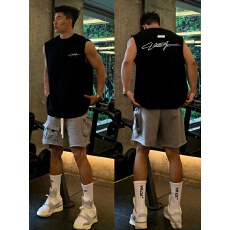 批发重磅双纱精梳纯棉 <b class='q'>潮</b>牌印花背心无袖坎肩t恤本价不含税