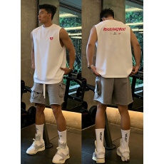 批发重磅双纱精梳纯棉 <b class='q'>潮</b>牌印花背心无袖坎肩t恤本价不含税