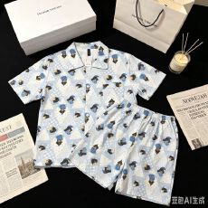 批发夏季<b class='q'>情侣</b><b class='q'>款</b><b class='q'>睡衣</b>纯棉卡通短袖短裤薄款休闲宽松家居服可外穿两件套