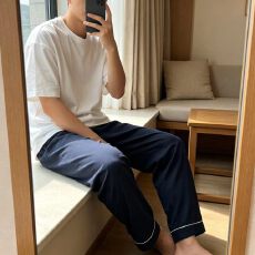 批发大码夏季睡裤男薄款纯色休闲宽松中腰家居裤子春秋季可外穿长裤