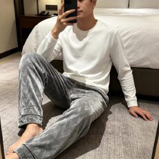 批发男士睡裤金丝绒春秋季保暖家居裤子休闲宽松可外穿居家长裤秋冬季