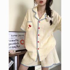 诺卡娇贝壳双短云朵棉睡衣女夏季新款短袖短裤套装家居服套装