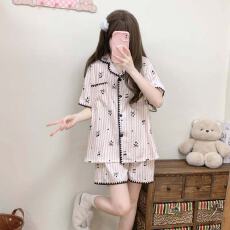 诺卡娇贝壳双短云朵棉睡衣女夏季新款短袖短裤套装家居服套装