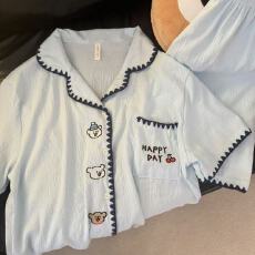 诺卡娇贝壳双短云朵棉睡衣女夏季新款短袖短裤套装家居服套装
