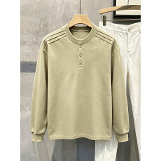 批发纯棉重磅长袖T恤设计感百搭<b class='q'>时尚</b>复古打底衫气质上衣男士春秋新款