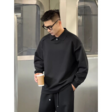 批发纯棉美式复古显瘦<b class='q'>时尚</b>设计感t恤男士文艺帅气polo长袖上衣打底衫