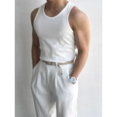 批发美式重磅粗螺纹棉质<b class='q'>背心</b>肌肉<b class='q'>男</b>紧身弹力无袖t恤窄肩透气打底汗衫
