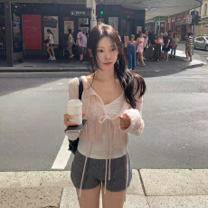 批发<b class='q'>韩国</b>小众品牌 东大门蝴蝶结系带麻花针织开衫