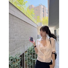 批发乌77白色假两件蕾丝吊带<b class='q'>中袖</b>防晒衬衫女松弛感休闲气质绝美<b class='q'>上衣</b>秋