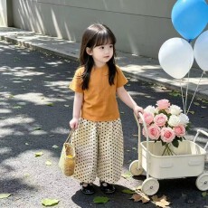 批发<b class='q'>女</b><b class='q'>童</b>套装夏可爱<b class='q'>童装</b>宝宝夏天衣服新款短袖波点休闲裤两件套