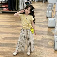 批发女童<b class='q'>夏</b><b class='q'>装</b>开学夏季新款儿童超萌一整套印花短袖<b class='q'>T</b><b class='q'>恤</b>波点<b class='q'>裤</b>两件套