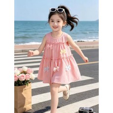 批发<b class='q'>女童</b><b class='q'>连衣裙</b>夏季新款女宝宝无袖蝴蝶结公主裙儿童洋气甜美背心裙