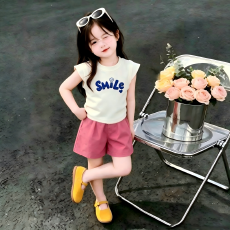 批发<b class='q'>女</b><b class='q'>童</b><b class='q'>夏季</b><b class='q'>套装</b>新款卡通可爱无袖上衣粉色短裤两件套中<b class='q'>大</b><b class='q'>童</b>洋气<b class='q'>童</b>装