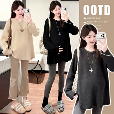 批发现实拍大版型宽松孕妇毛衣秋装韩系圆领上衣慵懒风针织衫早秋穿搭