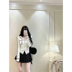 小香风立体菱格双头拉链撞色连帽针织开衫显瘦百搭毛衣上衣外套