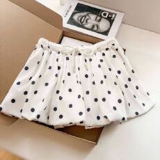 批发白色波点花苞短裙裤女夏季薄款韩里韩气蓬蓬半裙a字超短南瓜裙子