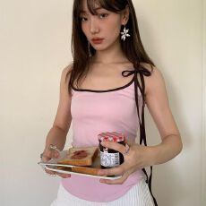 批发韩版复古辣妹风吊带背心女修身显瘦<b class='q'>时尚</b>纯色上衣潮