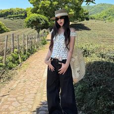 夏季新品法式复古波点上衣短袖女款花边显瘦减龄气质衬衫