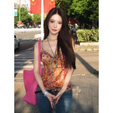 批发泰国绝美辣妹风豹纹碎花吊带背心女夏季外穿内搭打底性感无袖上衣