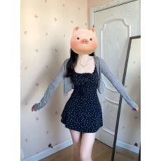 批发少女感碎花吊带连衣裙两件套修身显瘦辣妹短裙灰色长袖针织小<b class='q'>开衫</b>