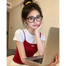 批发古红波点吊带假两件短袖女<b class='q'>修身</b>收腰叠穿纯欲风小个子显瘦短上衣