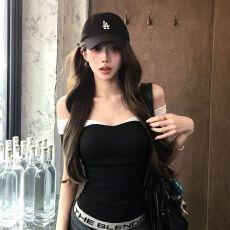 批发设计感撞色拼接双肩<b class='q'>吊带</b>背心女装夏季一体式百搭时尚潮流辣妹上
