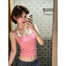 批发串珠波点挂脖背心<b class='q'>吊带</b>女修身外穿内搭上衣 初秋上新 甜酷风 优雅