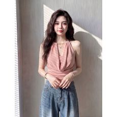 批发法式纯欲风挂脖无袖<b class='q'>背心女</b>夏季新款独特别致高级感设计感内搭上