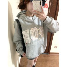 薄款/加绒 刺绣贴布+随机打纽 后包领 卫衣女 2026秋季新款 优雅