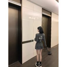 批发辣妹十字架v领长袖针织连衣<b class='q'>裙</b>女春秋冬季气质修身绑带收腰短<b class='q'>裙</b>子