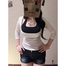 批发白色微透短袖T恤内搭挂脖吊带女夏季款百搭休闲i新款