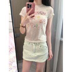 批发东盛纯欲风设计感彩绘字母印花T恤女夏新款百搭时尚显瘦
