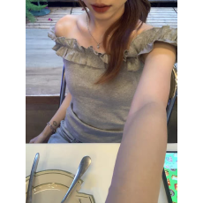 批发纯欲木耳边吊带背心女一字新款<b class='q'>百搭</b>时尚显瘦气质简约休闲