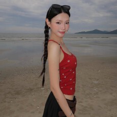 批发美式红色波点串珠吊带背心女新款<b class='q'>百搭</b>时尚显瘦气质简约