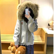批发g华拆卸毛领做工美式学院风开衫外套<b class='q'>男</b>女情新款百搭时尚
