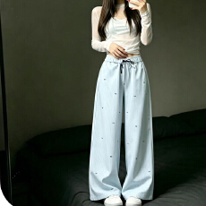 批发<b class='q'>女</b><b class='q'>童</b>夏季薄款裤子<b class='q'>新款</b>中大童女孩小清新蝴蝶结宽松休闲阔腿直筒