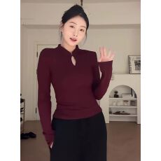 批发中式国风立领打底衫秋新款内搭小百搭时尚显瘦气质简约