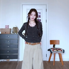 批发碎花长袖开衫外套女秋<b class='q'>背心</b>吊带两件套新款百搭时尚显瘦