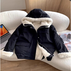 批发派服工装服外套女连帽中长款仿羊羔毛<b class='q'>冬</b>衣毛茸茸款新款