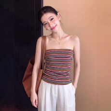 批发其他条纹无袖小吊带背心女夏季海边度假外穿辣新款<b class='q'>百搭</b>
