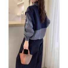 批发早秋新款女装时尚气质<b class='q'>百搭</b>显瘦长袖衬衫假两件条简约休闲