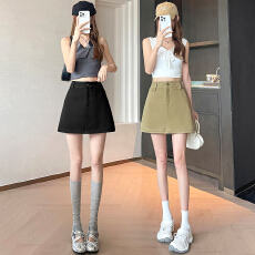 批发实拍复古<b class='q'>工装</b>a字半身裙女夏季小个子包臀裙子显瘦高腰牛仔短裙